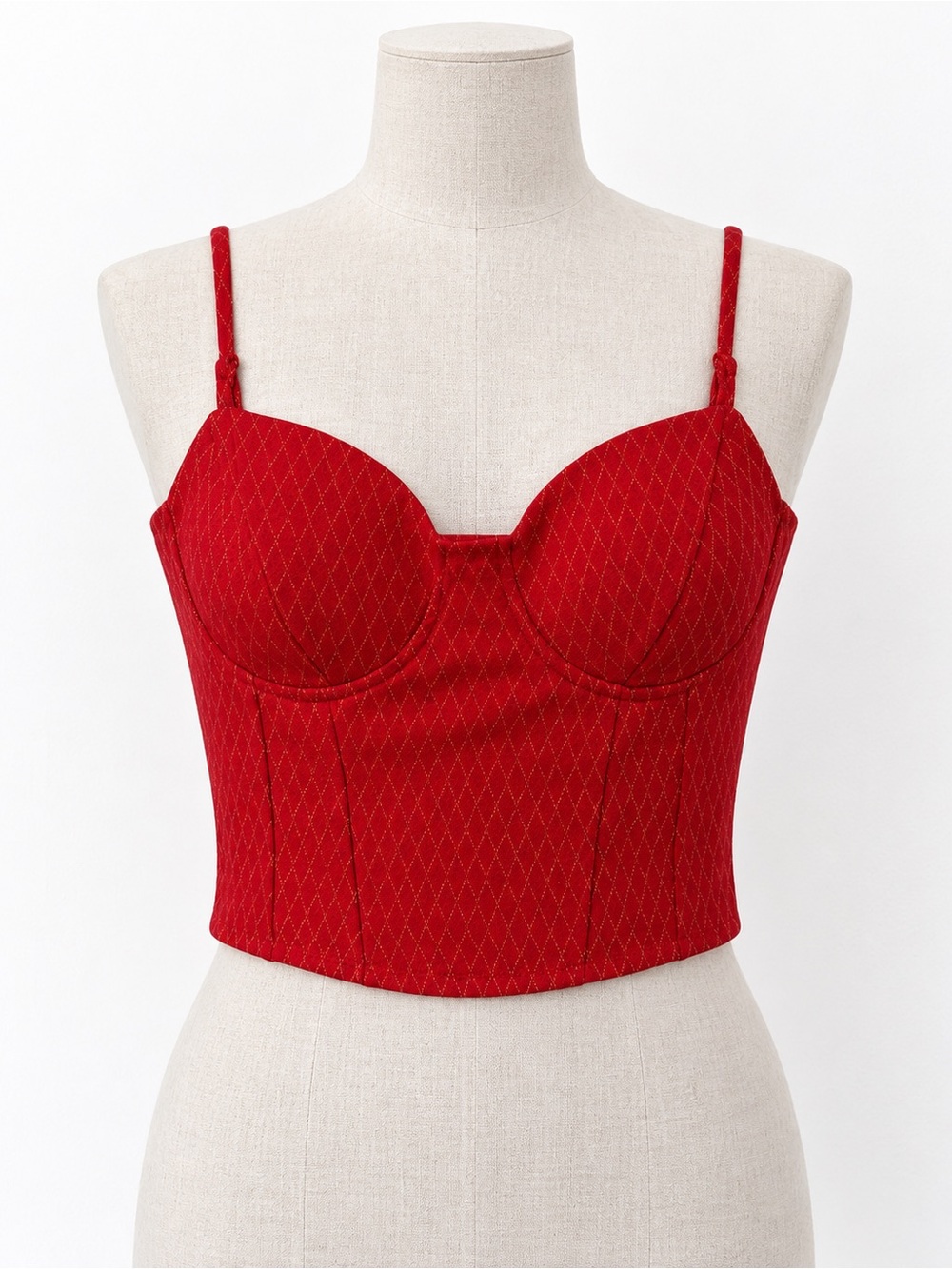 Women's Red Diamond-Print Bustier Cami